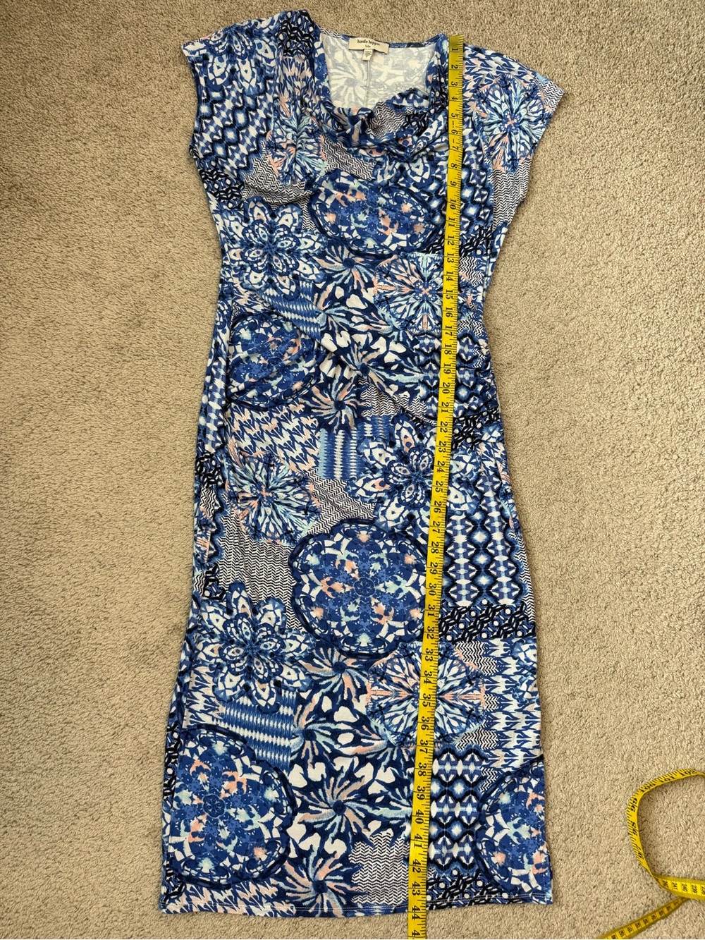 Haute Hippie Tribe Olivia Draped Jersey Dress Blue Wedgewood S - Picture 9 of 9